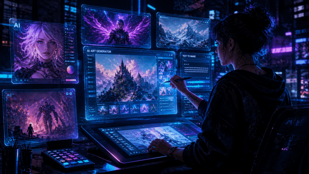 IA Generativa para Criadores: O Guia Completo de Ferramentas Visuais e de Texto 6 A Ascensão da Arte Gerada por IA: Midjourney e DALL-E